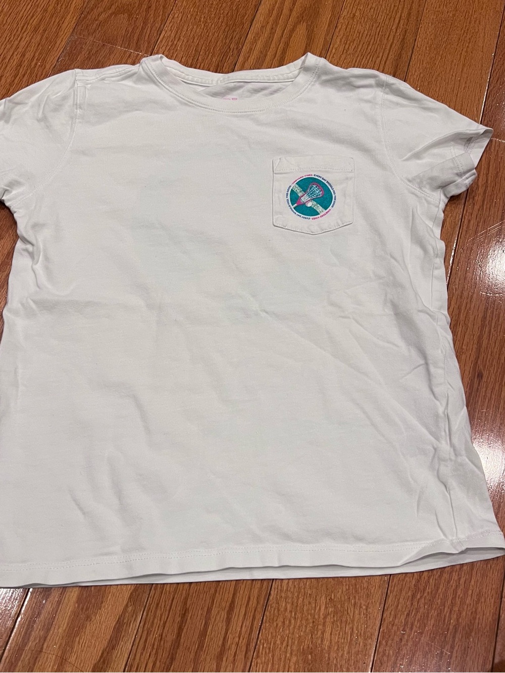 Girls Kids Vineyard Vines Lacrosse Short Sleeves White Pocket Tee Shirt M 10/12